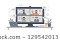 Four People Engaging in a Virtual Online Meeting on a Computer Screen 129542013