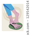 Stylized Illustration of Relaxed Feet with Toe Spreaders and Blue Leggings 129542014