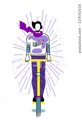Colorful Illustration of a Person Riding a Scooter With Style and Grace 129542016