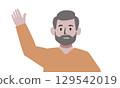 Friendly Cartoon Character Waving in Casual Attire on a White Background 129542019