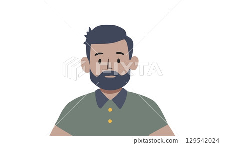 Illustrative Portrait of Young Bearded Man in Casual Clothing on White Background Illustrative Portrait of Young Bearded Man in Casual Clothing on White Background 129542024