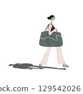 Fashionable Woman Walking with Oversized Bag in Minimalist Style Illustration 129542026