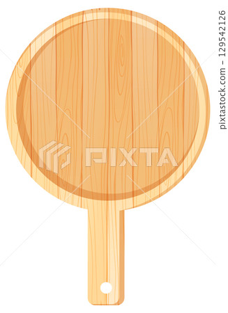 Round Wooden Cutting Board with Handle Top View 129542126
