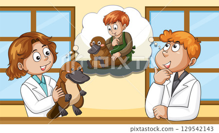 Scientists Studying Platypus and Imagining Human Interaction 129542143