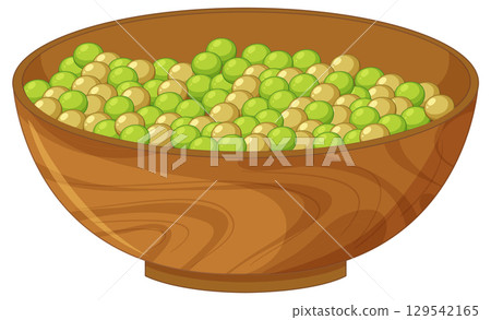 Wooden Bowl Filled With Green and Yellow Peas 129542165