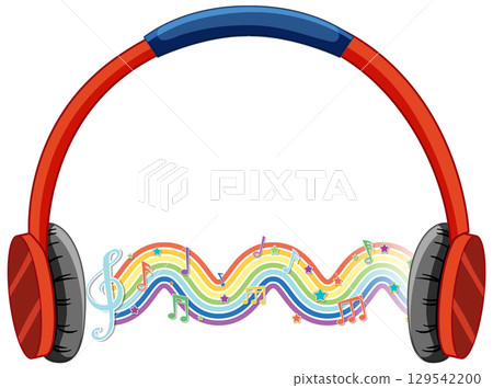Colorful Music Waves and Headphones 129542200