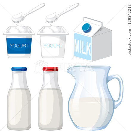 Assorted Dairy Products in Clean Vector Illustration Assorted Dairy Products in Clean Vector Illustration 129542218