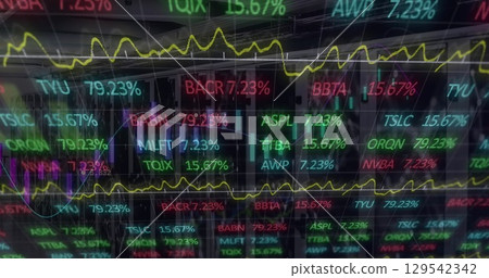 Image of data processing over dark background 129542342