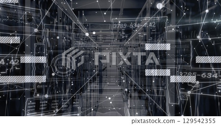 Image of data processing over server room Image of data processing over server room 129542355