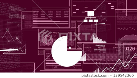 Image of data processing over dark background 129542360