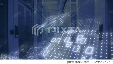 Image of data processing over server room Image of data processing over server room 129542376