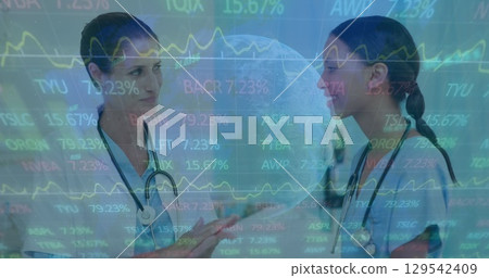 Image of data processing over two diverse doctors Image of data processing over two diverse doctors 129542409