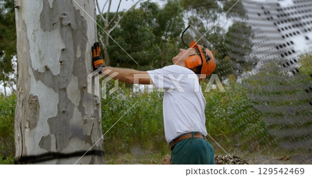 Image of data processing over muscular man exercising Image of data processing over muscular man exercising 129542469