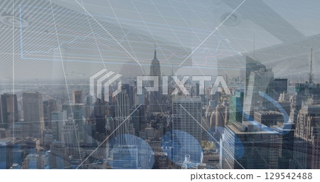 Image of finacial data processing over cityscape Image of finacial data processing over cityscape 129542488