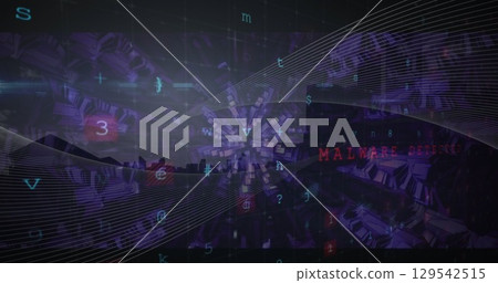 Image of data processing over cityscape 129542515