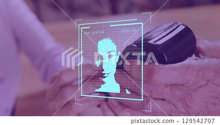 Image of data processing with people portraits over diverse people paying with credit card Image of data processing with people portraits over diverse people paying with credit card 129542707