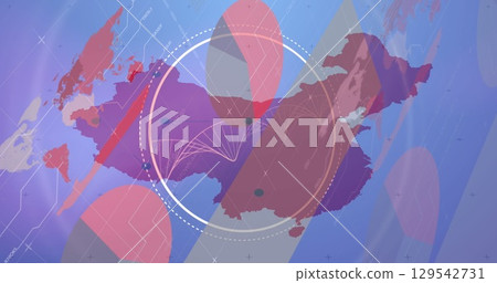 Image of dna strand over data processing and world map Image of dna strand over data processing and world map 129542731
