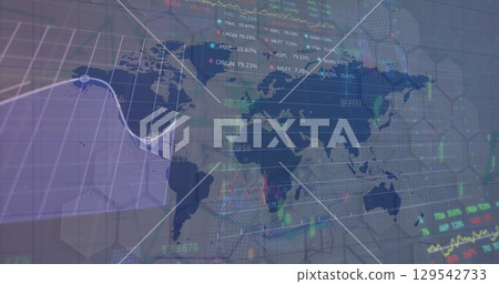 Image of data processing over world map Image of data processing over world map 129542733