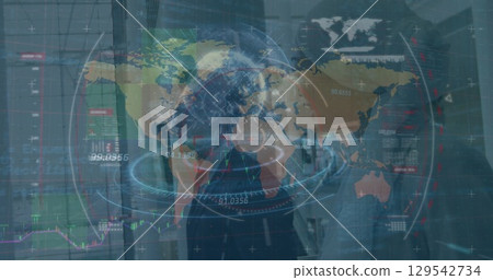 Image of diverse data processing over globe 129542734