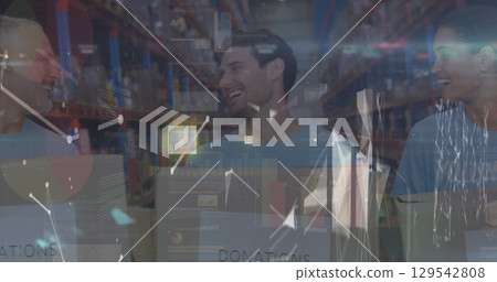 Image of data processing over diverse workers in warehouse 129542808