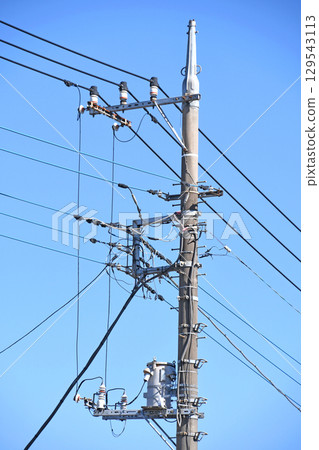 Telephone pole and electrical equipment 129543113