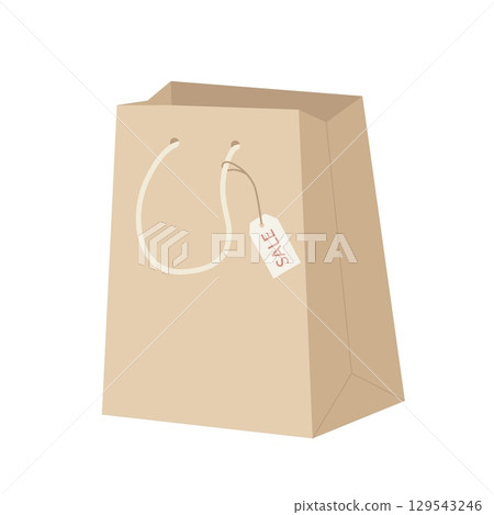 Shopping bag flat vector illustration. Paper package isolated on white background. Shopping bag flat vector illustration. Paper package isolated on white background. 129543246