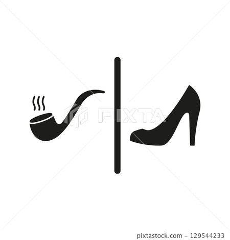 Smoking Pipe And High Heel Shoe Solid Icon. Gender Identity, Lifestyle, And Cultural Symbolism Silhouette Symbol. Masculine And Feminine Symbol. Isolated Vector Illustration Smoking Pipe And High Heel Shoe Solid Icon. Gender Identity, Lifestyle, And Cultural Symbolism Silhouette Symbol. Masculine And Feminine Symbol. Isolated Vector Illustration 129544233