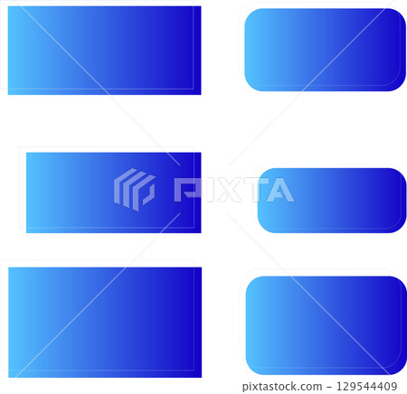 A set of rounded and horizontally long blue rectangular frames. The rectangular solid line frames are shifted and overlapping. 129544409