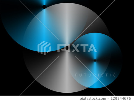 Blue and grey metallic glossy circles abstract minimal tech background Blue and grey metallic glossy circles abstract minimal tech background 129544676
