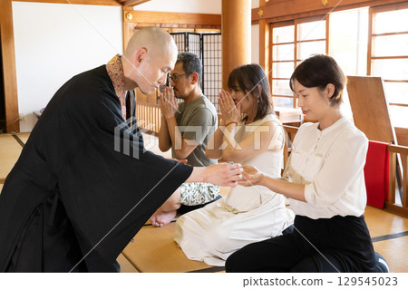 Pilgrims listening to a sermon at Iwaya-ji Temple, Chita, Aichi Prefecture Pilgrims listening to a sermon at Iwaya-ji Temple, Chita, Aichi Prefecture 129545023