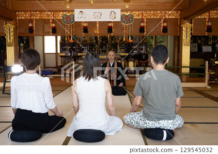 Pilgrims listening to a sermon at Iwaya-ji Temple, Chita, Aichi Prefecture Pilgrims listening to a sermon at Iwaya-ji Temple, Chita, Aichi Prefecture 129545032