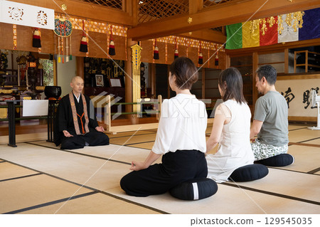 Pilgrims listening to a sermon at Iwaya-ji Temple, Chita, Aichi Prefecture 129545035
