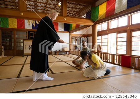 Pilgrims listening to a sermon at Iwaya-ji Temple, Chita, Aichi Prefecture Pilgrims listening to a sermon at Iwaya-ji Temple, Chita, Aichi Prefecture 129545040