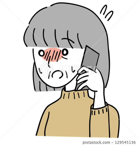 一位老婦人在緊張的情況下打電話 129545136