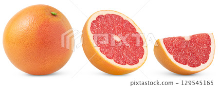 Grapefruit isolated. Grapefruit whole, slice, half on white. Grapefruit set isolate. Full depth of field. Clipping path. Grapefruit isolated. Grapefruit whole, slice, half on white. Grapefruit set isolate. Full depth of field. Clipping path. 129545165