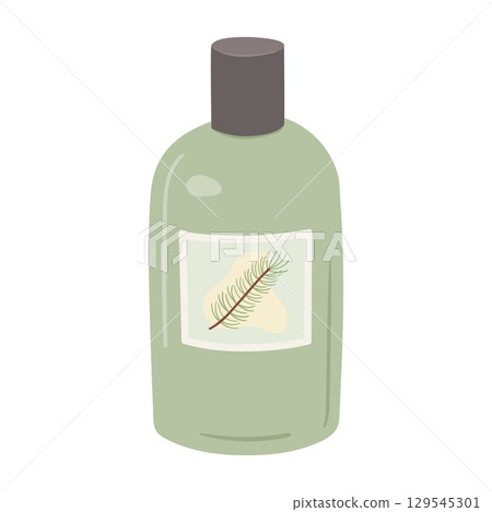 Lotion or tonik bottle isolated on white background. Hand draw beauty facial skin care product. Organic cosmetic flat vector illustration. 129545301