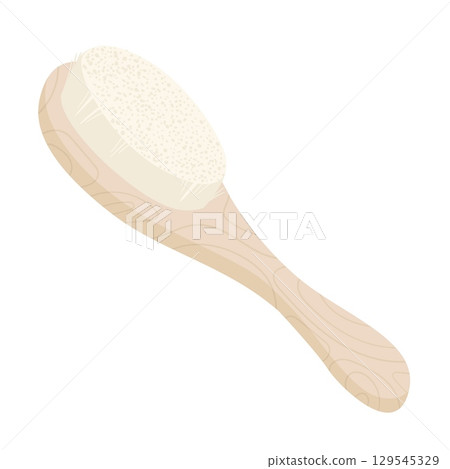 Eco wooden brush isolated at white background. Zero waste and recycle item. Body care accessory from natural material. Eco wooden brush isolated at white background. Zero waste and recycle item. Body care accessory from natural material. 129545329