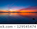 Dramatic sunset over Lake Constance, Allensbach, Germany 129545474