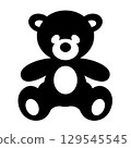 teddy bear, simple black and white vector illustration 129545545