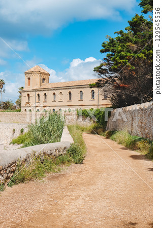 dirt path to Lerins abbey on Saint-Honorat Island 129545556