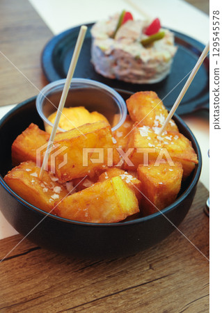 spanish patatas bravas and ensaladilla rusa spanish patatas bravas and ensaladilla rusa 129545578