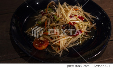 Thai Style Papaya Salad With Crab, Background for advertising and wallpaper in culture and food scene. 129545625