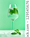 Fresh lemonade with mint in glasses 129545676