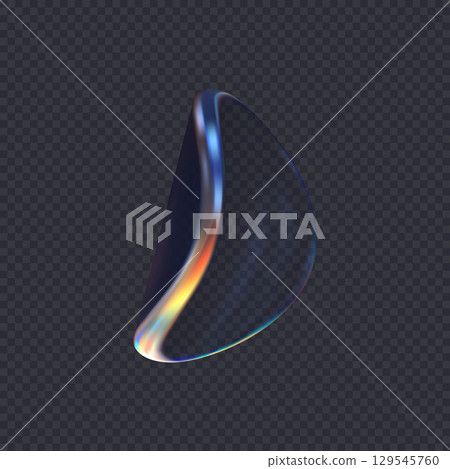 3d transparent glossy twist round shape with dispersion effect. Rainbow colors reflection glass. Vector illustration. 3d transparent glossy twist round shape with dispersion effect. Rainbow colors reflection glass. Vector illustration. 129545760