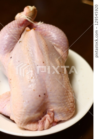 Roast chicken cooking preparation Roast chicken cooking preparation 129545920