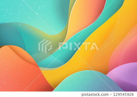 Fantastic abstract art with overlapping waves of pastel colors 129545926