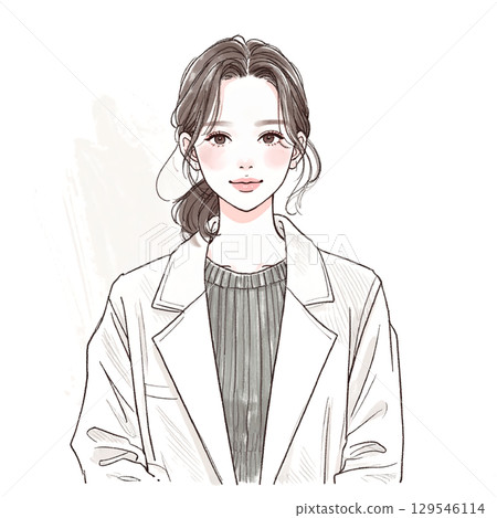 婦女和女孩的水彩和手繪插圖素材 129546114