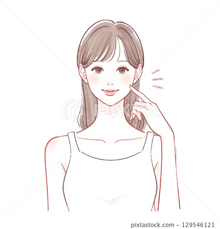 Watercolor and hand-drawn illustration material of women and girls 129546121