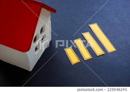 House with growing chart. Real estate growth and investment success. 129546243