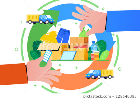 Recycling and Sustainable Living in Circular Economy Flat Composition Recycling and Sustainable Living in Circular Economy Flat Composition 129546383